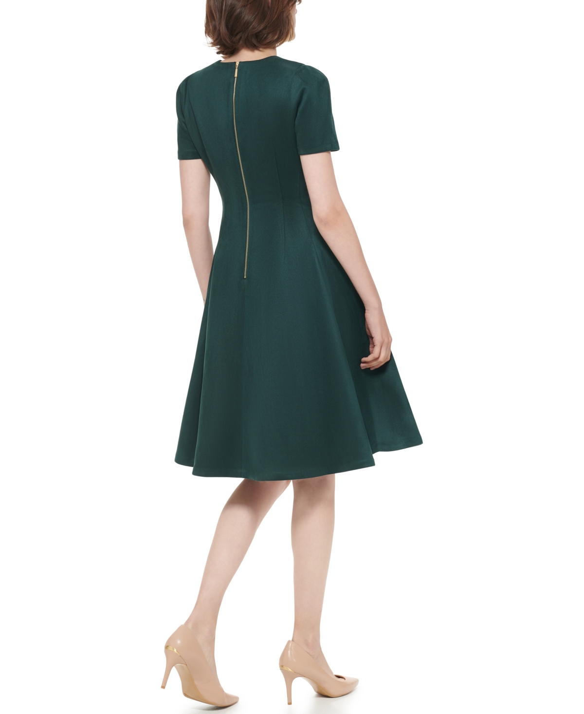 Calvin Klein Women's Fit And Flare Short Dress In Green
