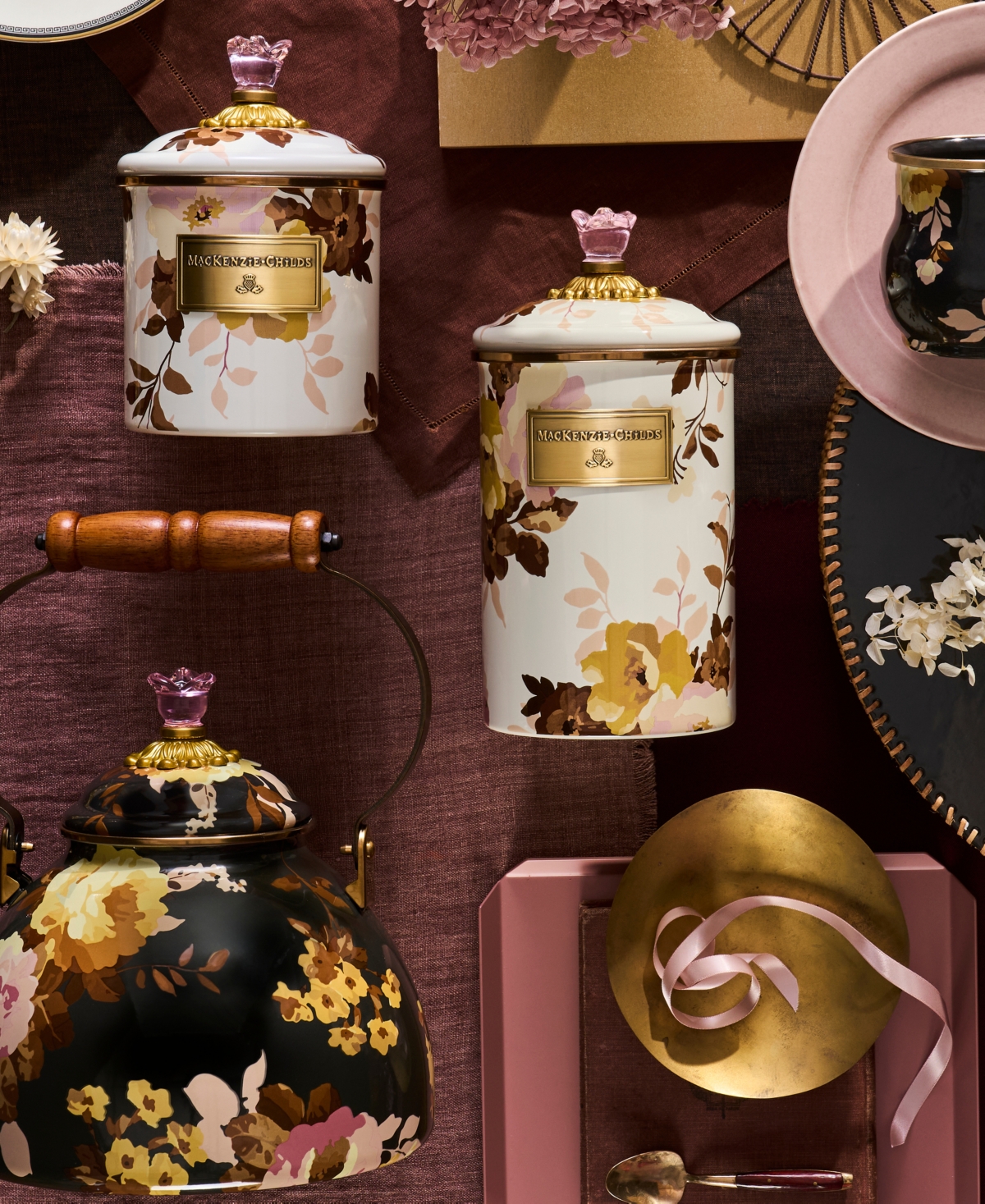 Mackenzie-childs Wild Rose Small Canister In Multi