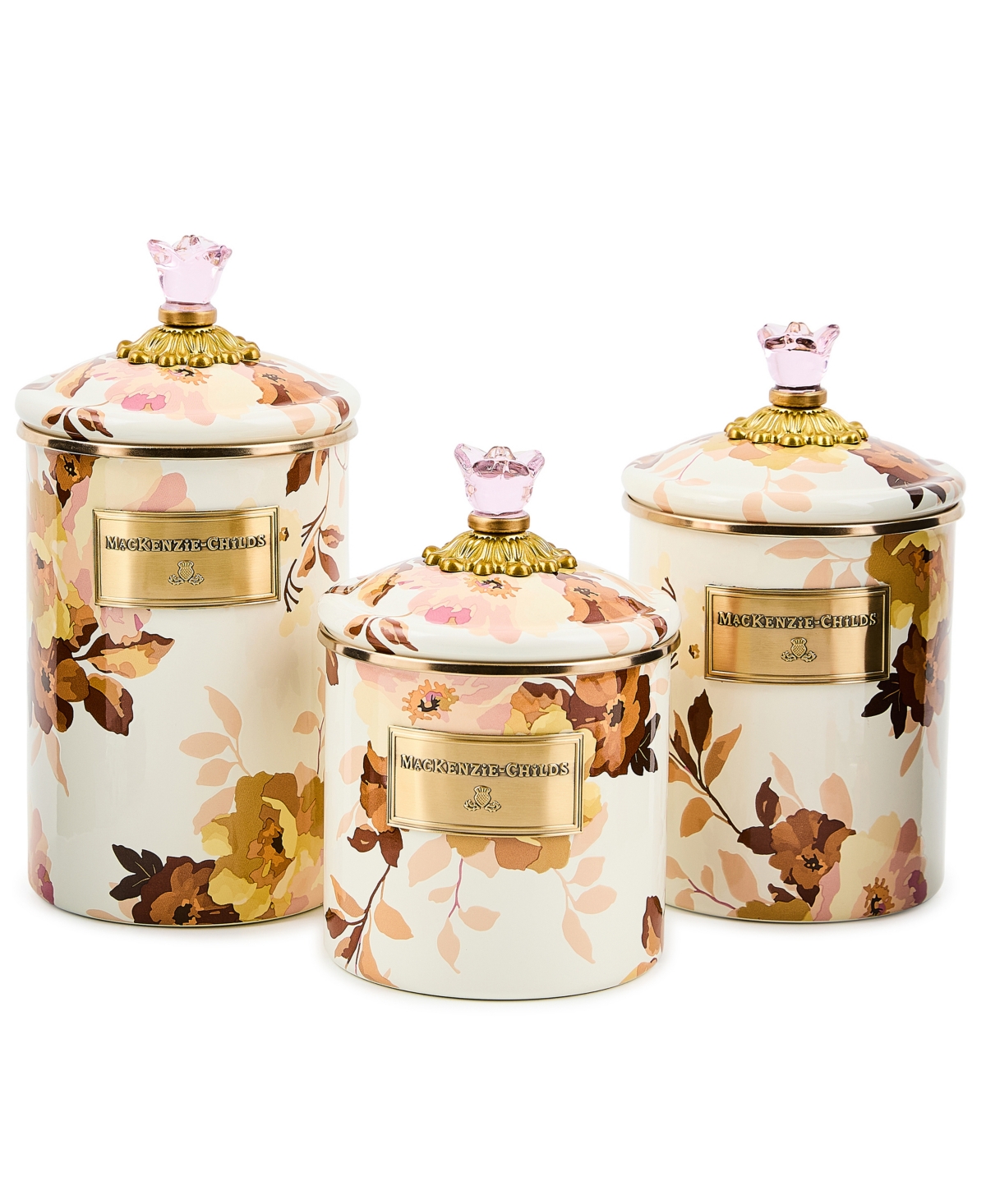 Mackenzie-childs Wild Rose White Large Canister In Multi