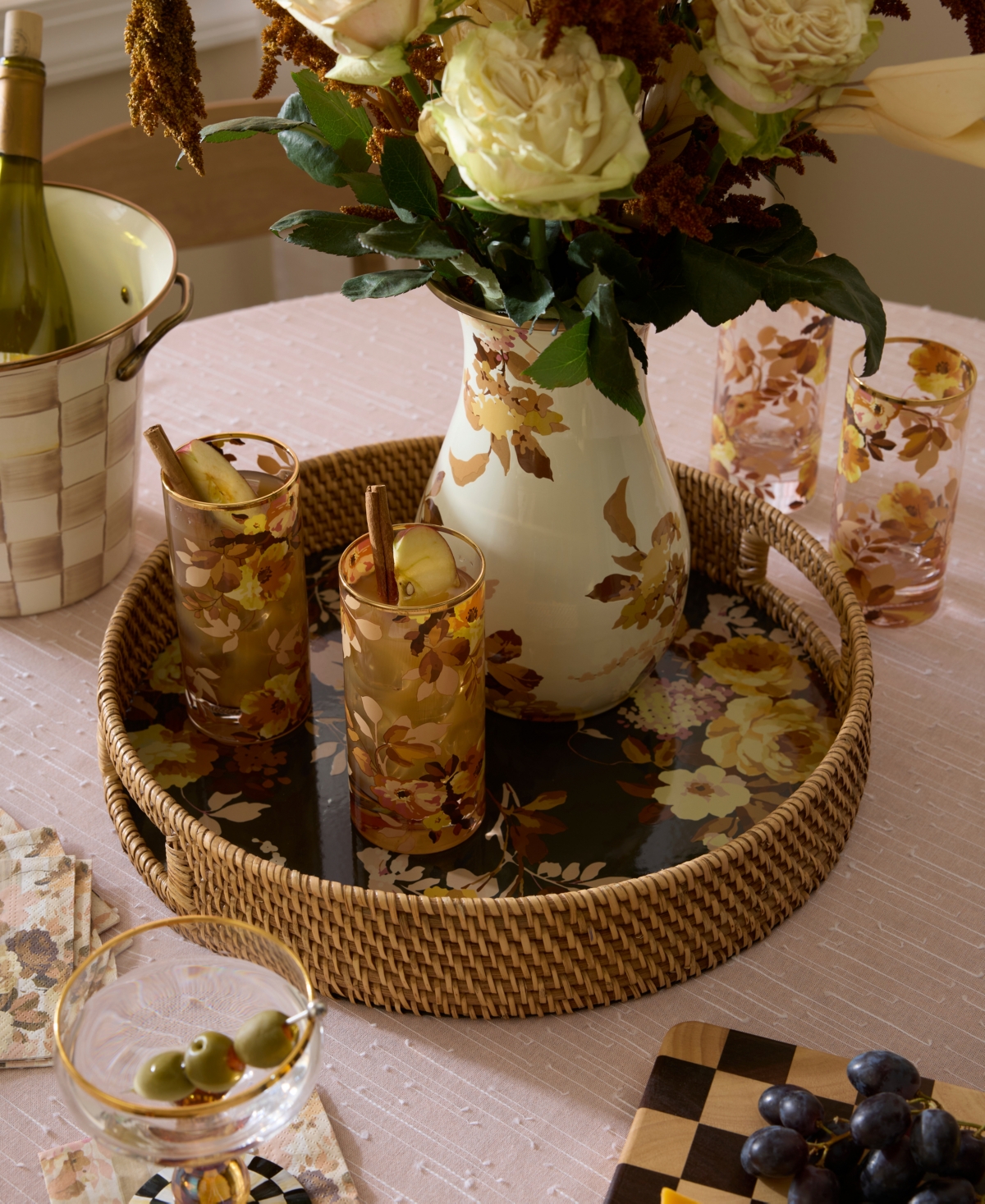 Mackenzie-childs Mackenzie Childs Set Of 4 Wild Rose Highball Glasses In Multi