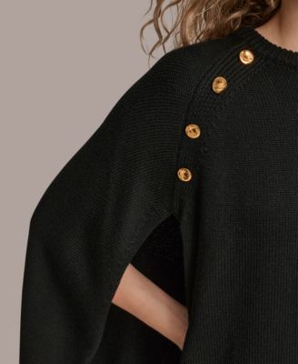 Women's Button Detail Poncho Sweater