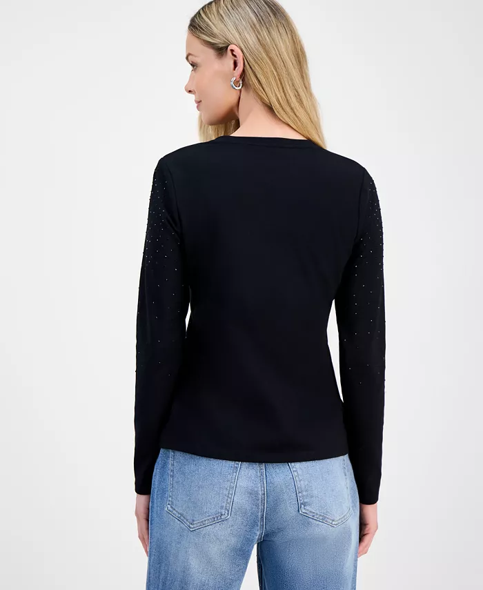 Petite Embellished V-Neck T-Shirt - thumbnail 5