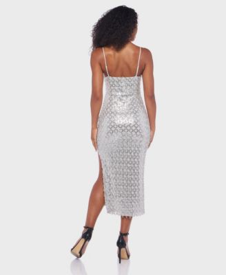 Juniors' Sweetheart Neck Side Slit Dress