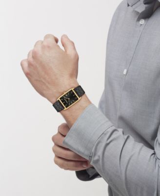 Men's Elliot Black Leather Strap Watch, 32 x 36mm