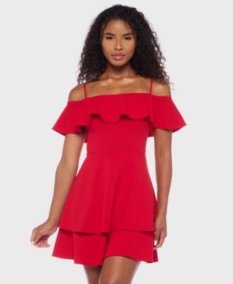 Juniors' Ruffled Off-The-Shoulder Dress