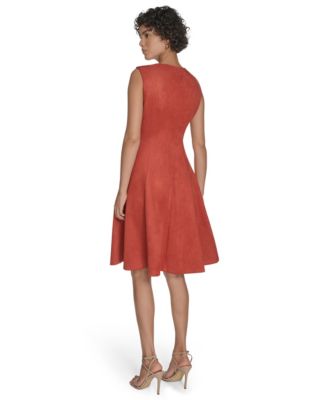 Petite Scuba Suede Fit and Flare Dress