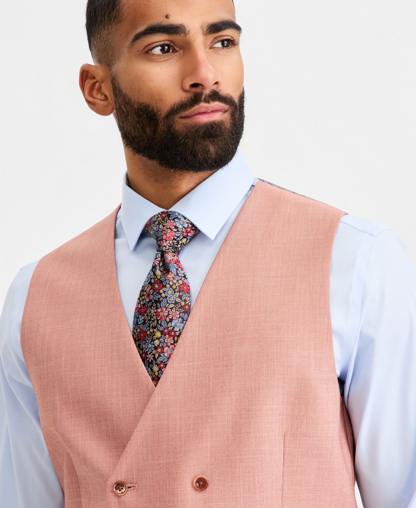 Мужской жилет Tayion Collection Classic-Fit Rust Solid Suit Separates Vest, цвет: Терракотовый — фото 2