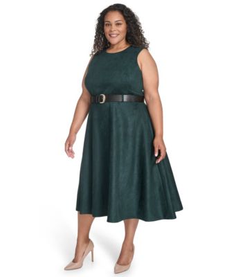 Plus Size Belted Scuba Dress