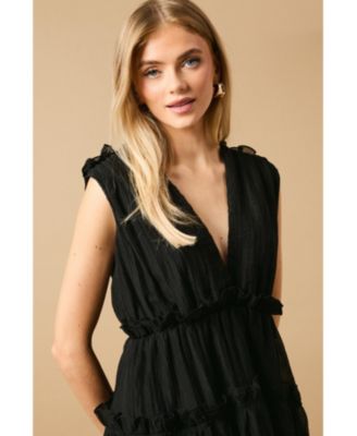 Women's Tiered Detail V-Neck Mini Dress
