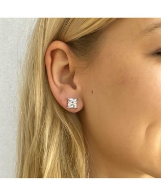 Half Carat Princess Cut Cubic Zirconia Stud Earrings