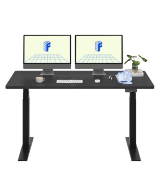 E7-COMMERCIAL Electric Adjustable Standing Desk, Rectangular Chipboard, Black
