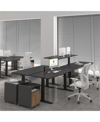 E7-COMMERCIAL Electric Adjustable Standing Desk, Rectangular Chipboard, Black
