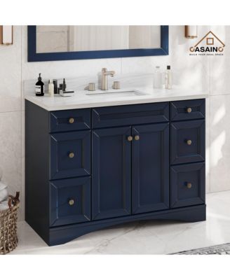 48-Inch Solid Wood Bathroom Vanity with Matching Top and Ceramic Basin