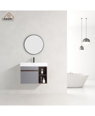 30-Inch Wall-Mounted Bathroom Vanity with Quartz Countertop and Double Topmount Sinks