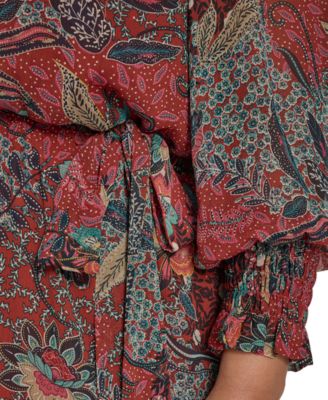 Plus Size Smocked-Sleeve Shirt Dress