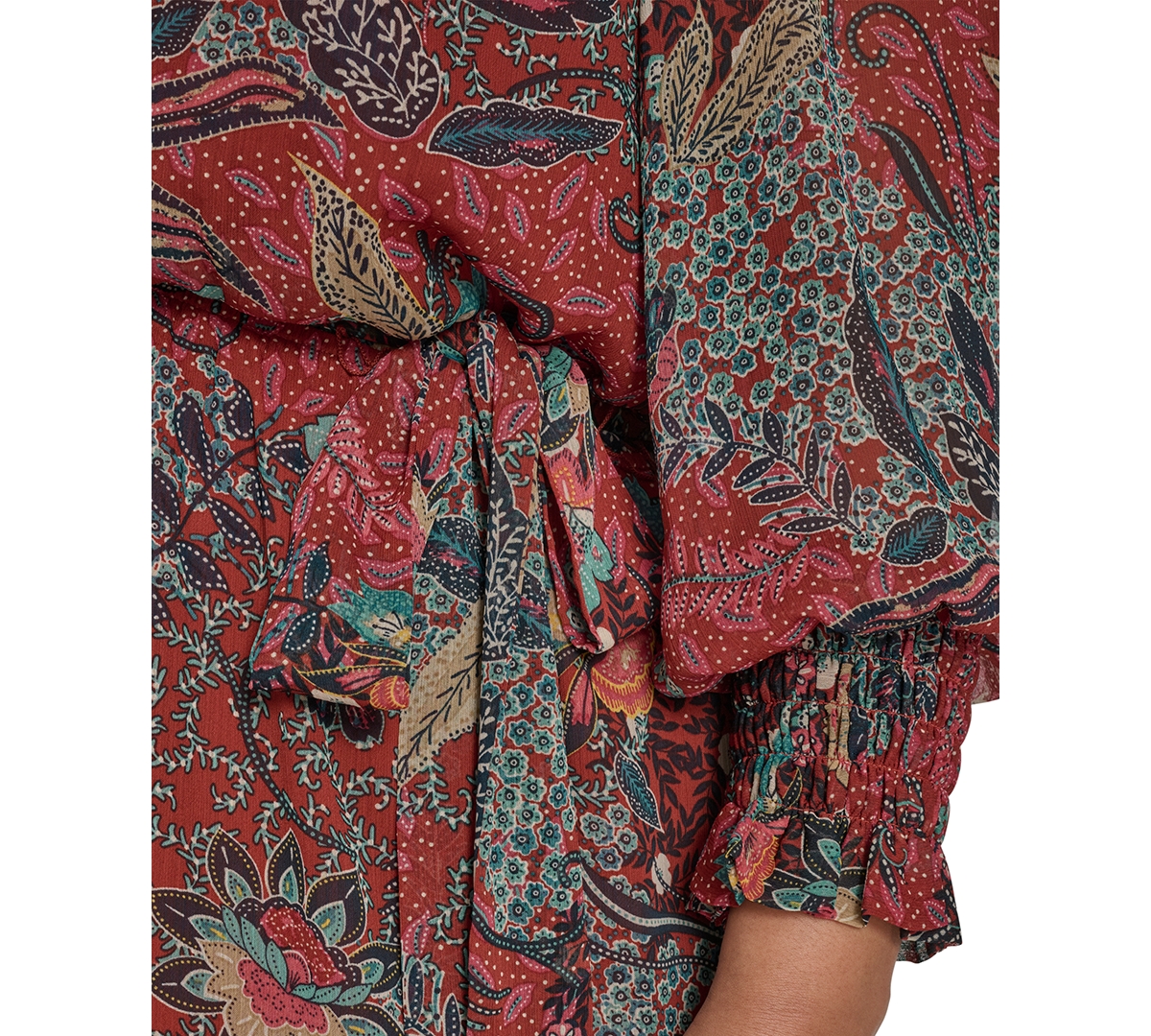 Vince Camuto Plus Smocked-Sleeve Shirt Dress