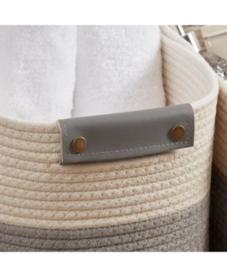 3 Pack Cotton Rope Shelf Storage Basket with Handles