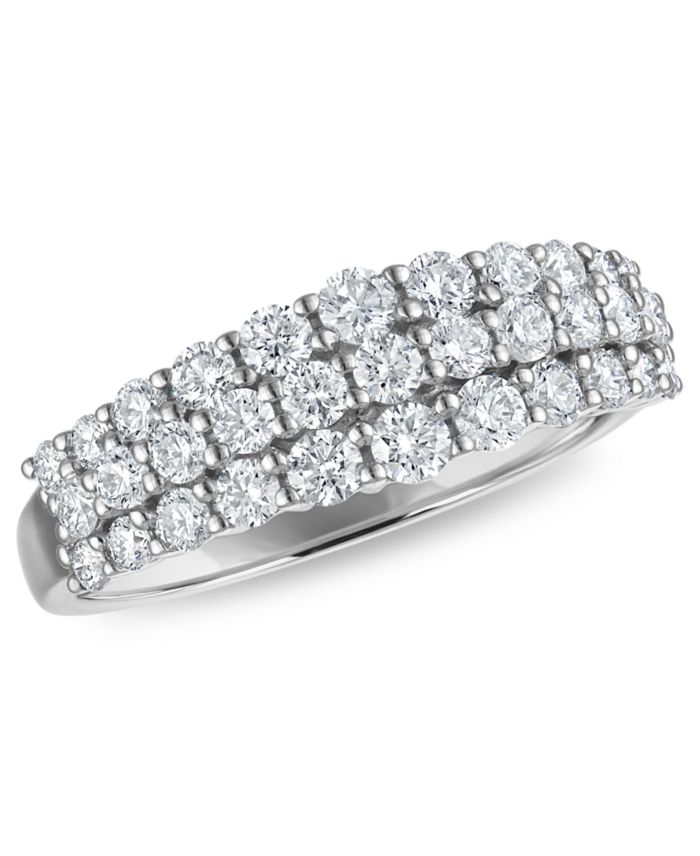 Diamond 3-Row Band Ring (1 ct. t.w.) in 14k White Gold
