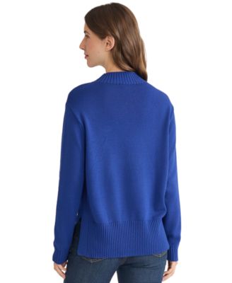 Women's Side Seam Button Mock Neck Sweater