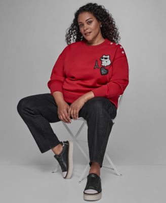 Plus Size Patches Sweatshirt