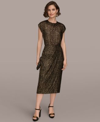 Women’s Faux Wrap Metallic Burnout Skirt