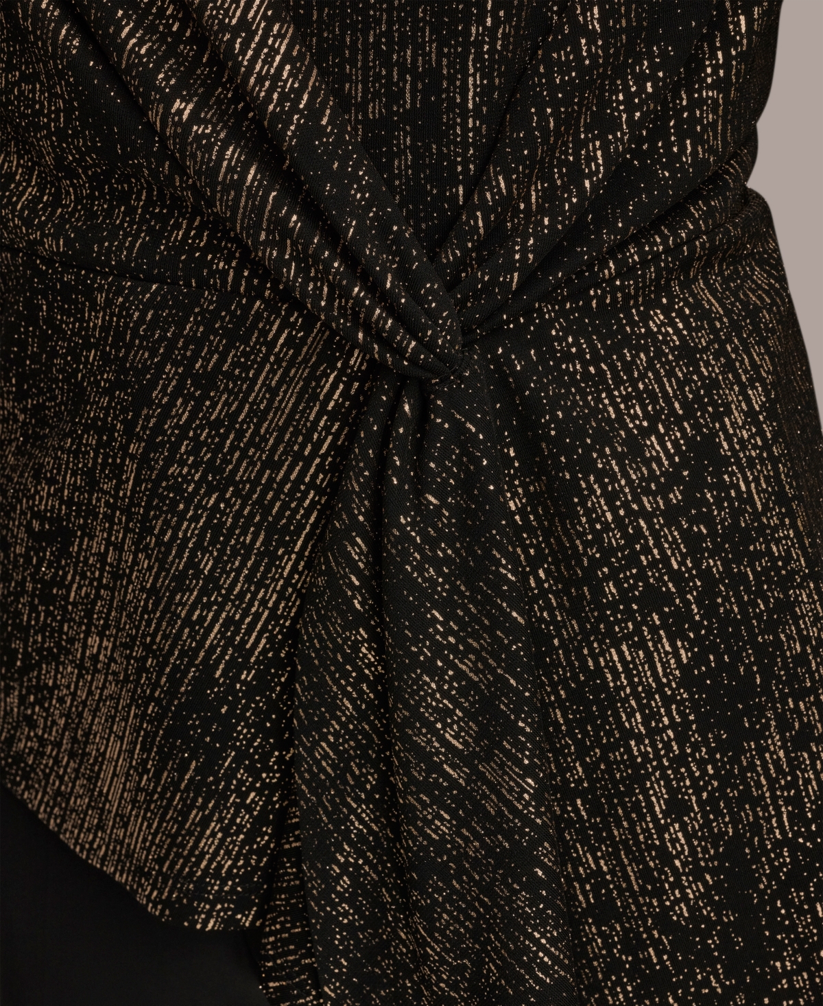 Donna Karan New York Women's Foil Knit Cinch Waist Long Sleeves Top