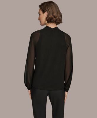 Women's Long Sleeve Mix Media Top