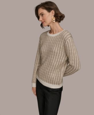 Women's Long Sleeve Two-Tone Sweater