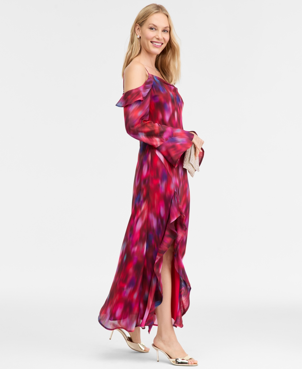 Inc International Concepts Women's Ruffled Cold-shoulder Dress, Macy's Exclusive In Multi