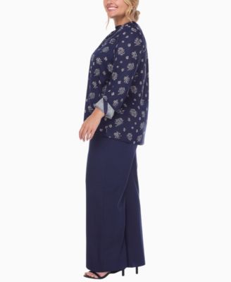 Plus Size Floral Print Tunic and Palazzo Pants Matching Set