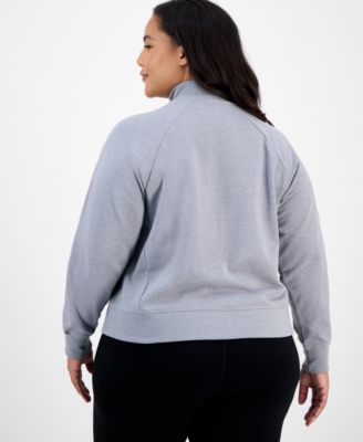 Plus Size Heathered Quarter-Zip Fleece Top, Macy's Exclusive