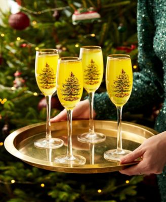 Christmas Tree Champagne Flutes, Set of 4