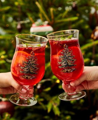 Christmas Tree Tulip Glasses, Set of 4