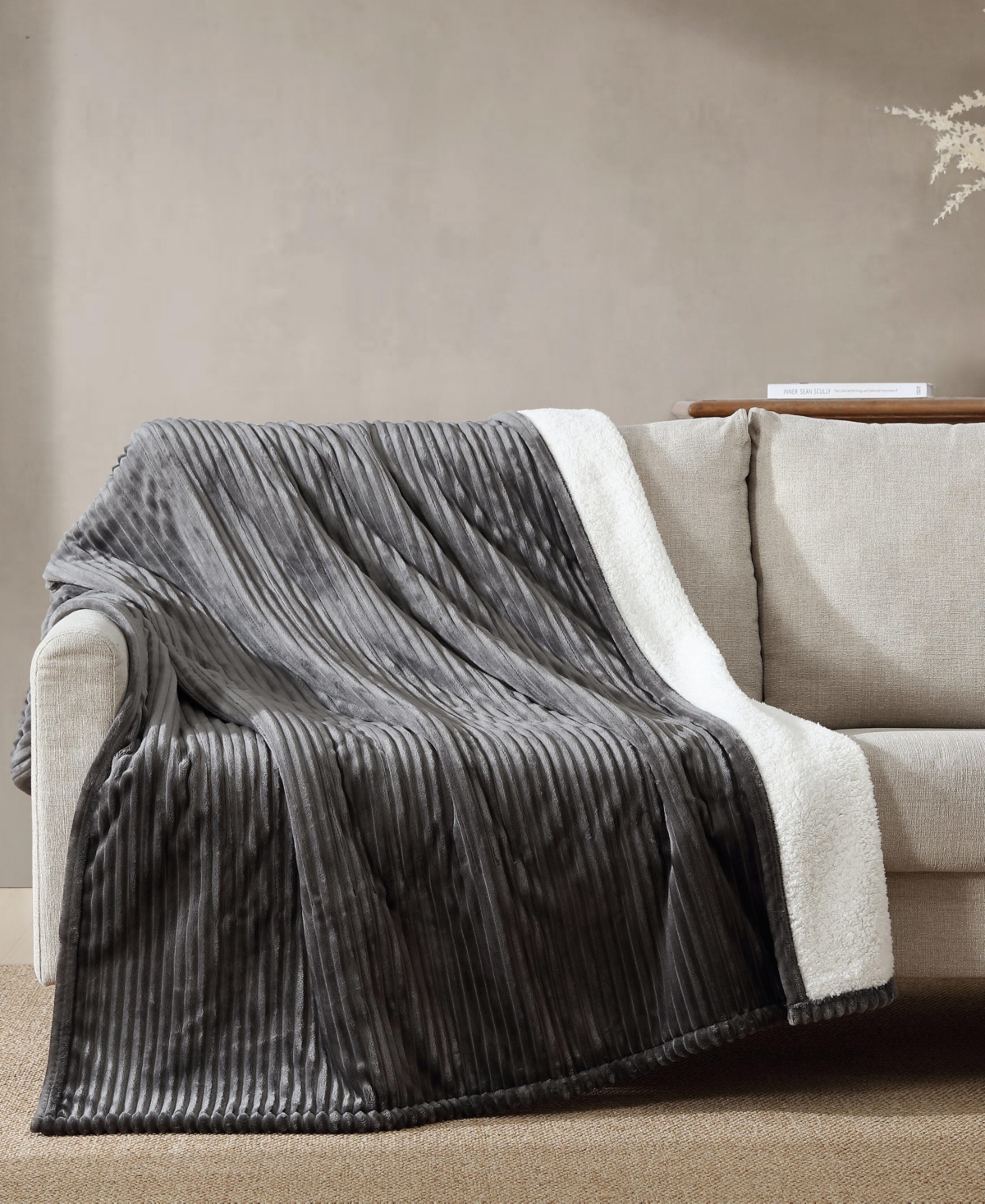 Eddie Bauer Mountain Valley Ribbed Plush Heated Throw, 70" x 50"