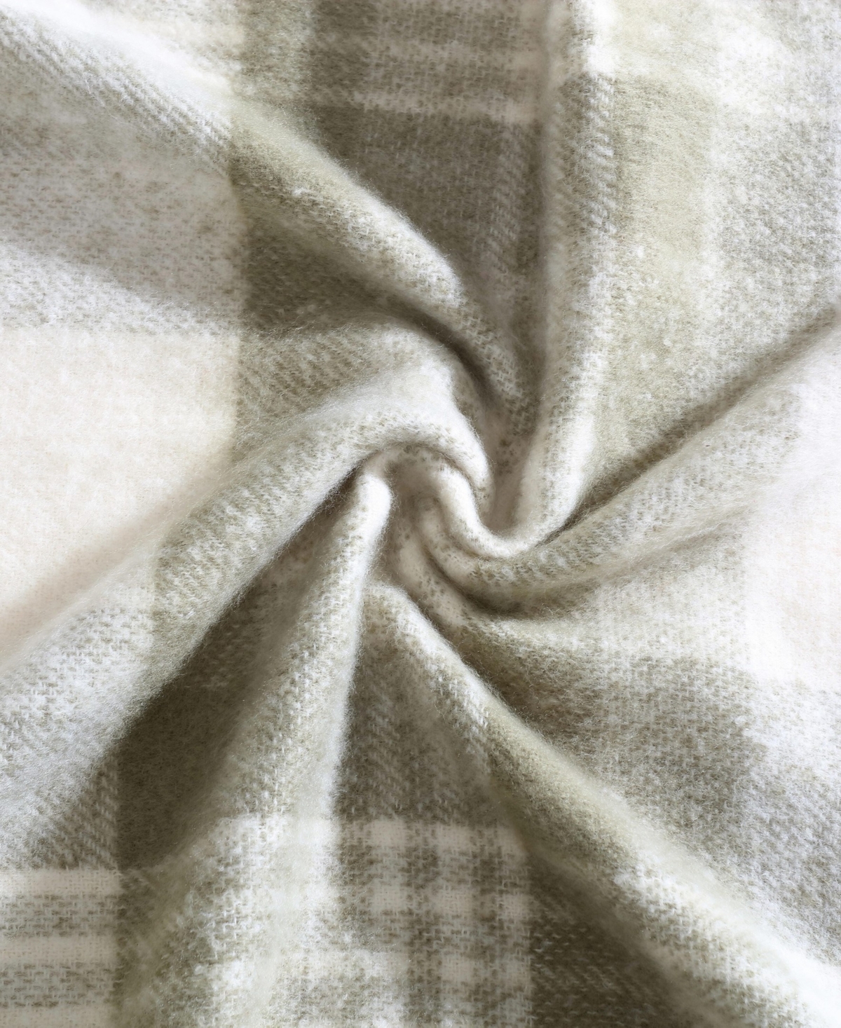 Eddie Bauer Plaid Faux Mohair Throw, 60" X 50" In Green