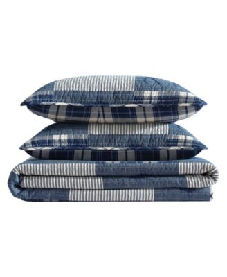 Moose Plaid Cotton Reversible 3-Pc. Quilt Set, King