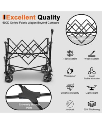 450lbs Heavy Duty Double Decker Collapsible Folding Wagon Cart with 360&deg; Wheels, and Extra Storage
