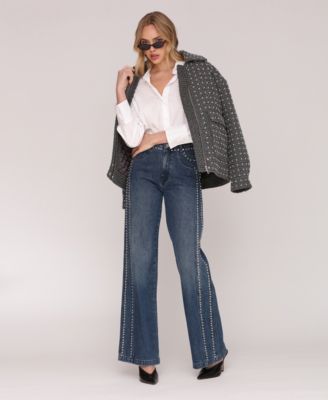 Women's Pearl Embellished Aviator Jacket