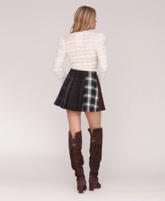 Women's Multi-Pattern Pleated Mini Skirt