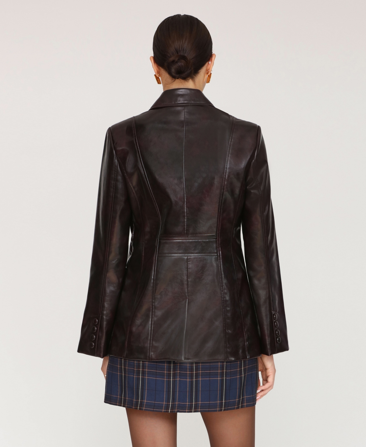 Avec Les Filles Women's Notch Collar Flared Jacket In Brown