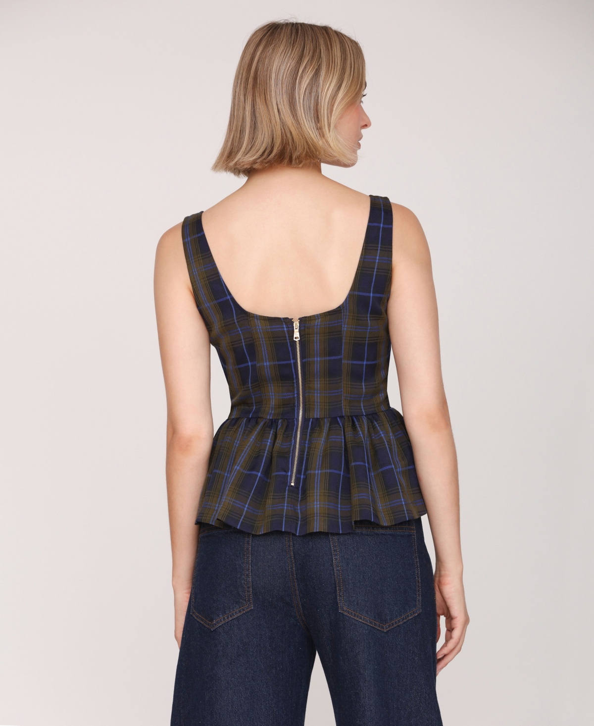 Avec Les Filles Women's Plaid Peplum Top In Multi