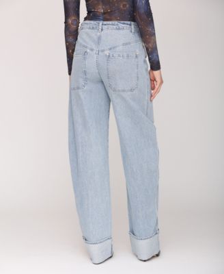 Women's Rolled Cuff Barrel Leg Jeans