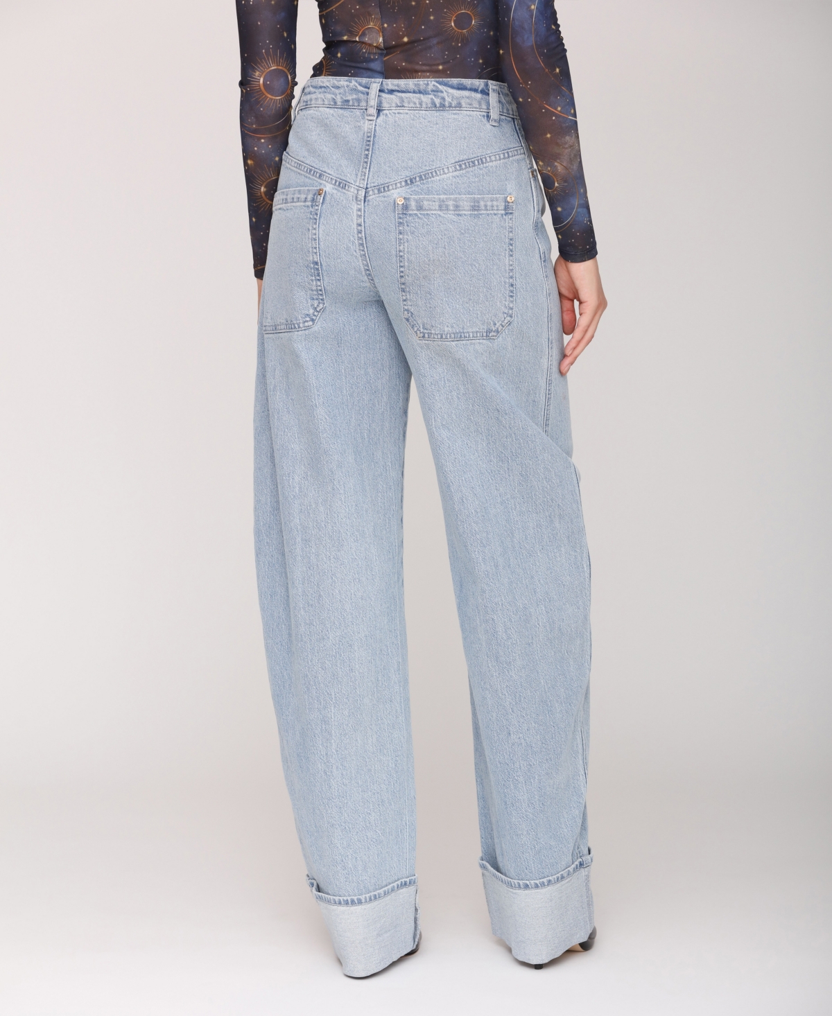 Avec Les Filles Women's Rolled Cuff Barrel Leg Jeans In Blue
