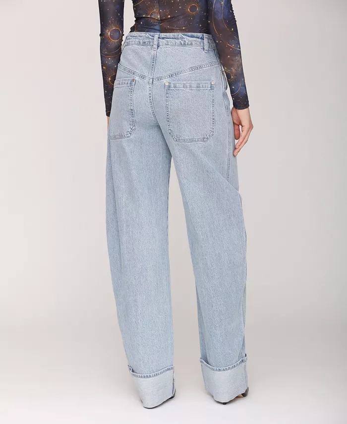 Women's Rolled Cuff Barrel Leg Jeans - thumbnail 5