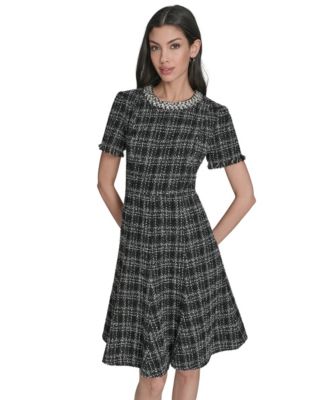 Petite Embellished Fit and Flare Dress