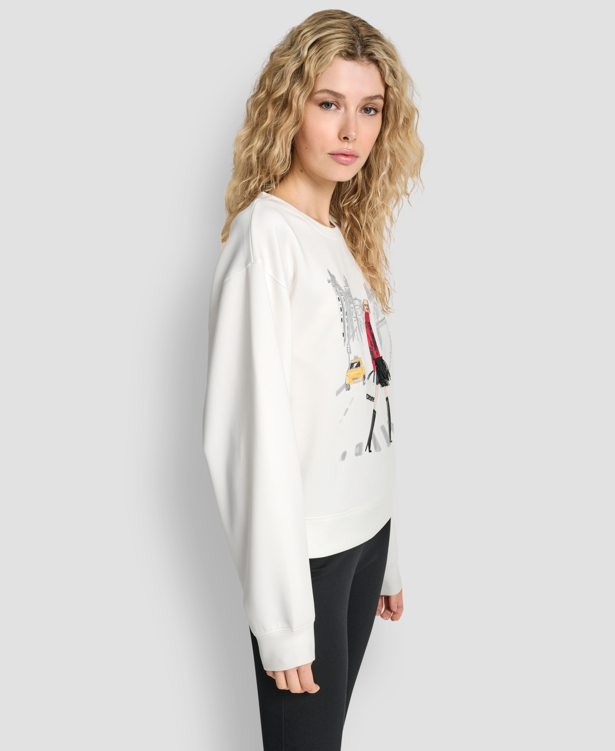 Dkny Women's Crossing Times Square Print Sweatshirt In White