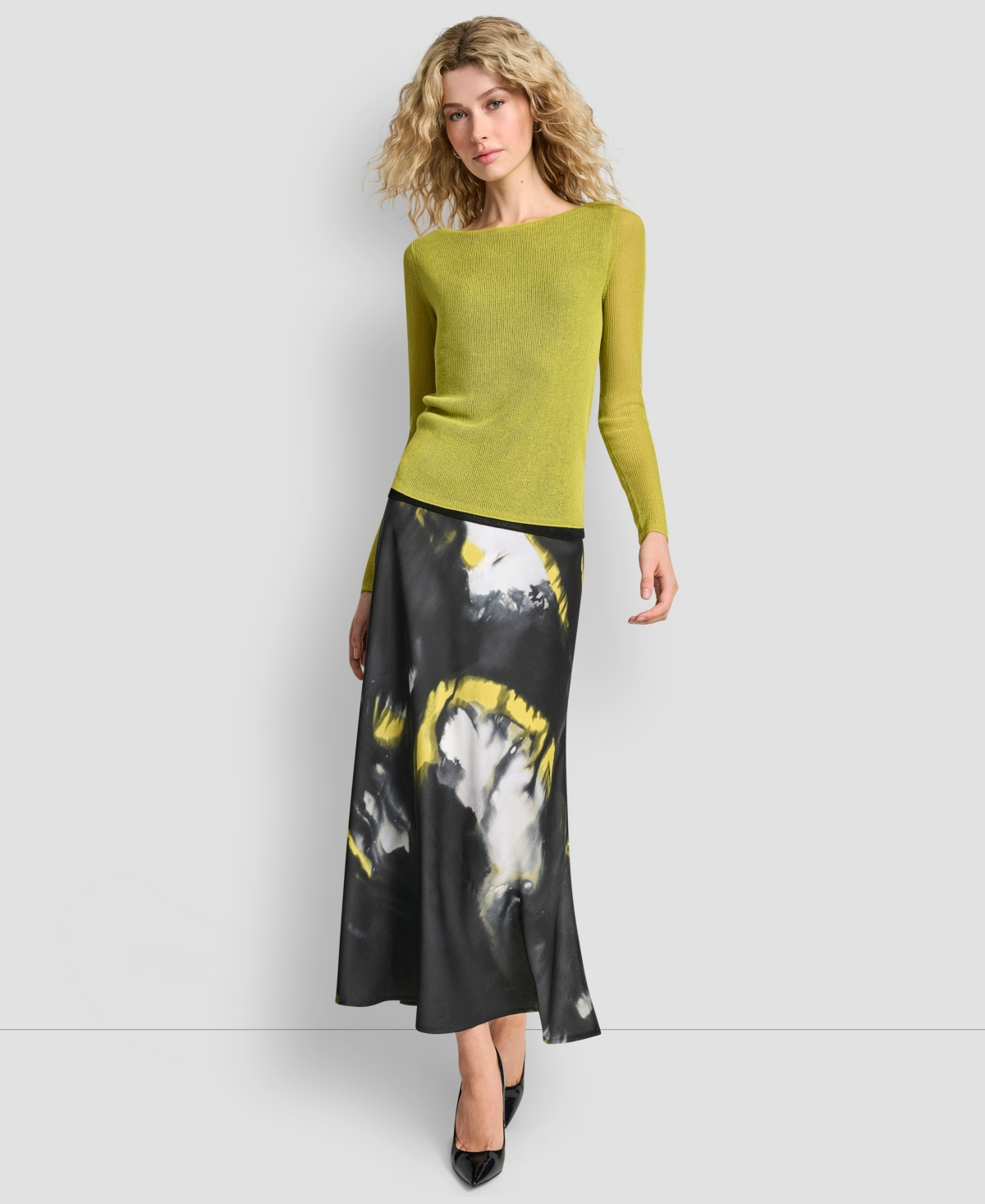 Dkny Double Layer Boat Neck Sweater In Green