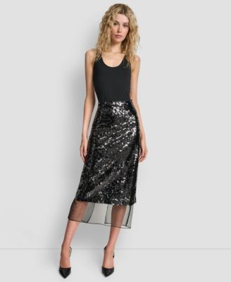 Women's Sequined Layered Mesh Skirt