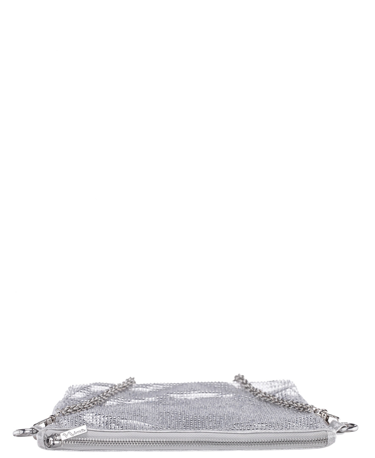 Nina Crystal Embellished Zipper Hobo Bag In Silver