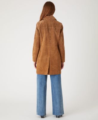 Women's Suede Collared Trench Coat